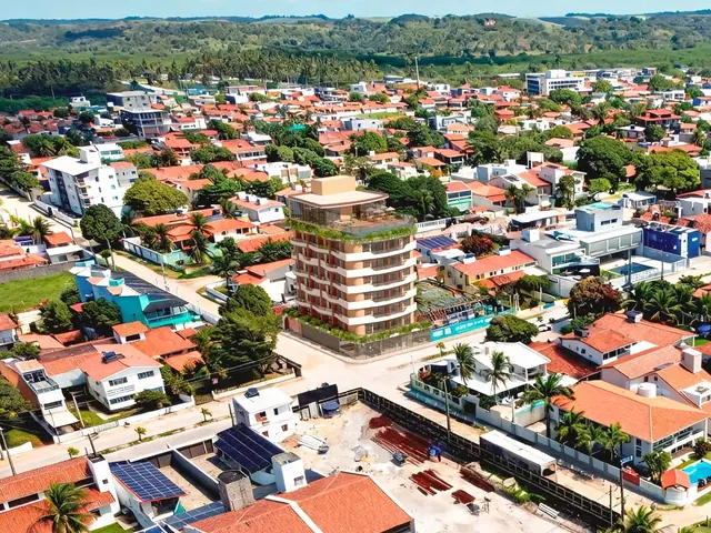 O prédio no bairro (vista aérea)